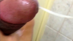 Eating a creamy load of hot cum after work
