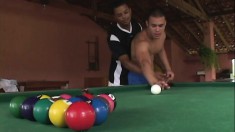 Alonzo F puts his black gay lover on the pool table and bangs his ass