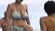 hot big tit mom at the beach