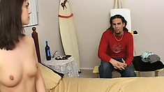 Crazy girl cums on a stranger's cock with her husband watching